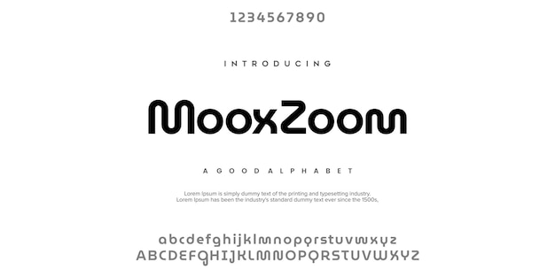 Mooxzoom abstracte minimale moderne alfabet lettertypen typografie technologie vectorillustratie