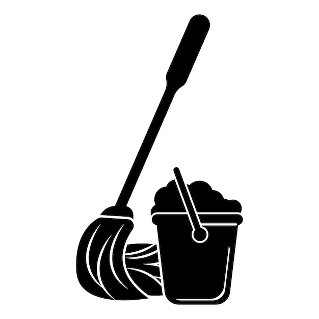 Mop and bucket cleaning vector isolated illustration