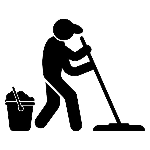 Mop and bucket cleaning vector isolated illustration
