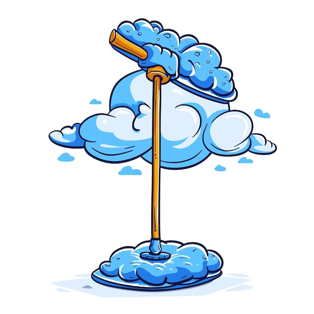 Vector mop cartoon isolated on transparent background png for designer