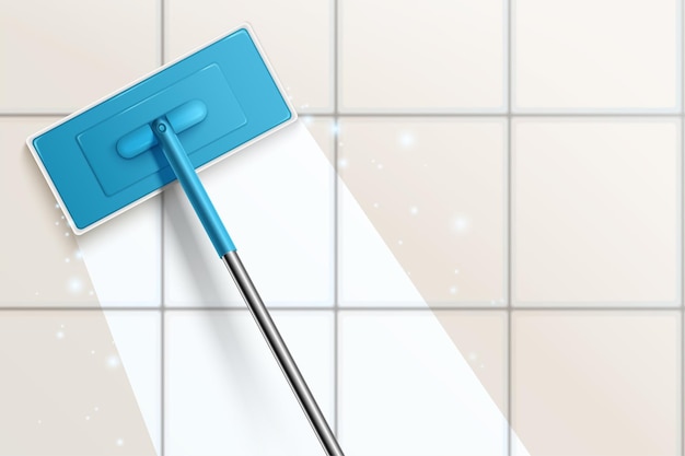 Vector mop cleaning dirty tile floor