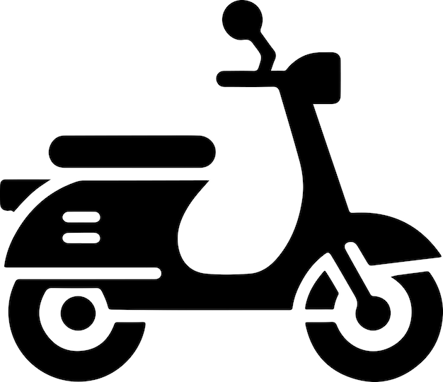 Vector moped icon clipart vector silhouette flat style black color silhouette white background 10