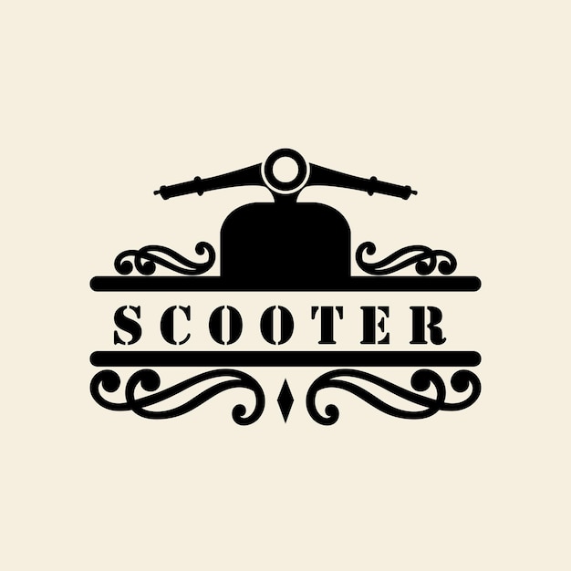 Modello di progettazione dell'illustrazione dell'icona del vettore del logo dello scooter del ciclomotore logo del club per biciclette e scooter retrò icona e badge del badge dello scooter classico