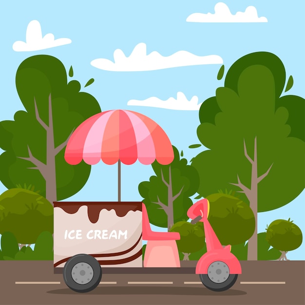 moped with ice cream on the road