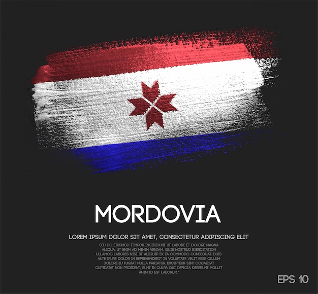 Mordovia Flag Made of Glitter Sparkle Brush Paint