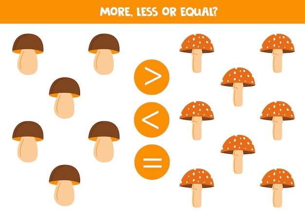 More less equal with hand drawn forest mushrooms