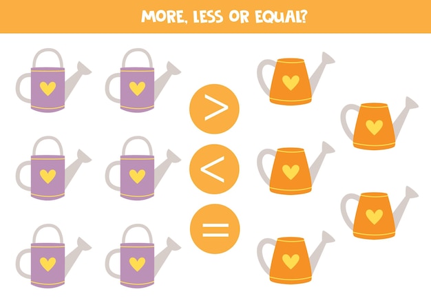 More less or equal with watering cans