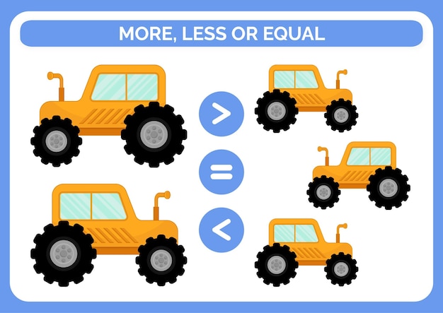 More, less or equal worksheet for kids