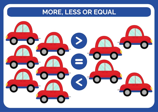 More, less or equal worksheet for kids