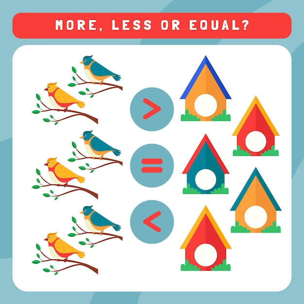 More less or equal worksheet