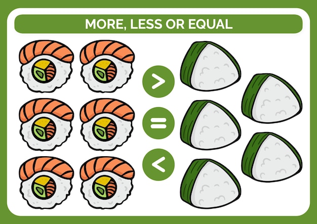 多い、少ない、または等しいワークシートの幼稚園