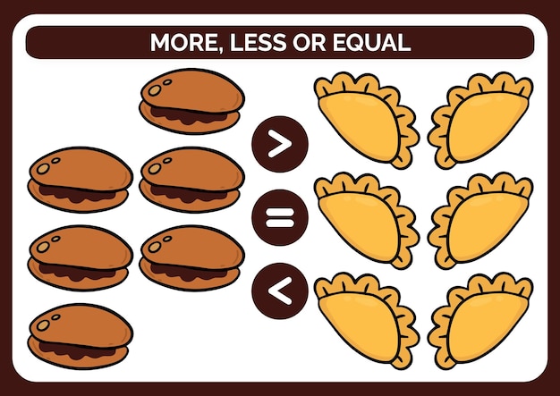 More, less or equal worksheets kindergarten