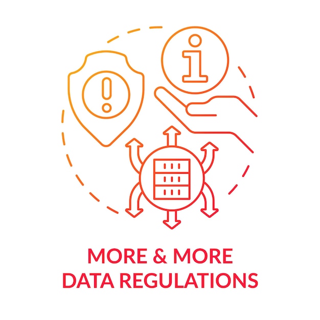 More and more data regulations red gradient concept icon