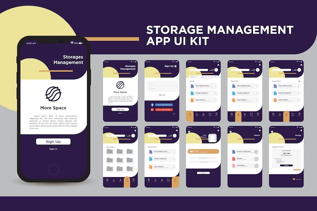 Vector more space storage management app ui kit template