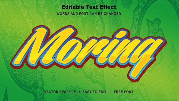 Moring teksteffect stijl bewerkbaar teksteffect Premium Vector