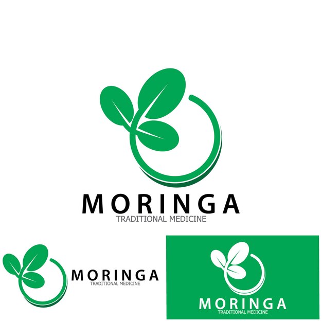 Moringa 잎 전통 의학 아이콘 벡터 일러스트 템플릿 디자인