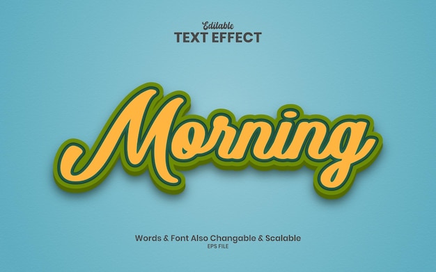Утренний 3d редактируемый текстовый эффект