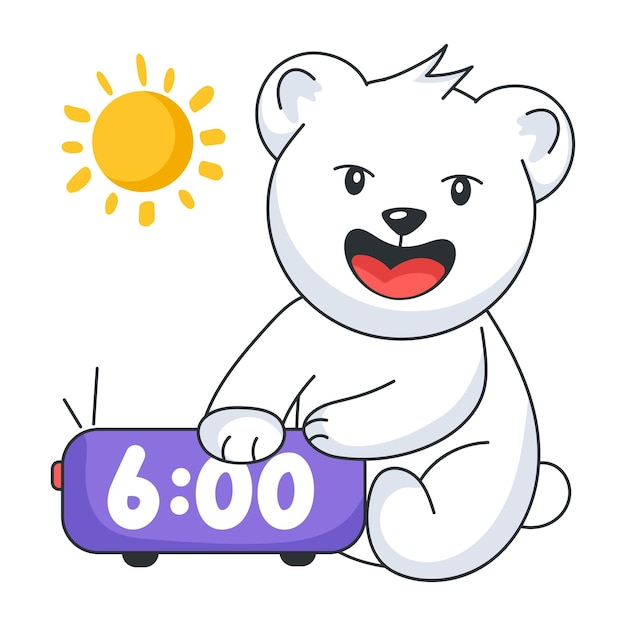 Morning alarm flat sticker design