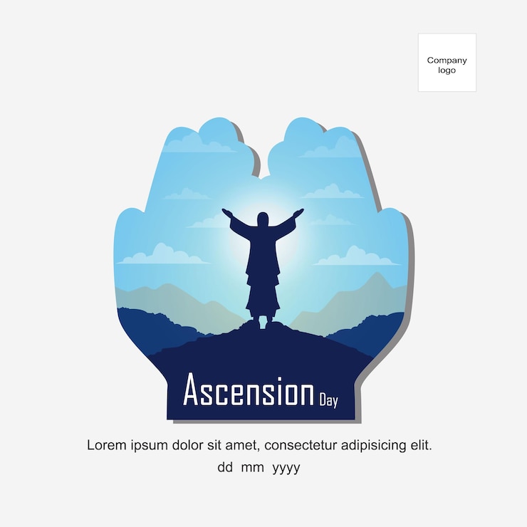 वेक्टर morning ascension of jesus with jesus statue inside praying hands symbol