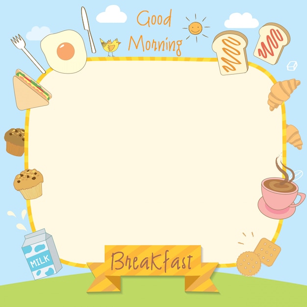 Morning breakfast menu frame