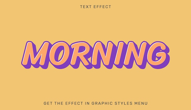 Morning editable text effect in 3d style