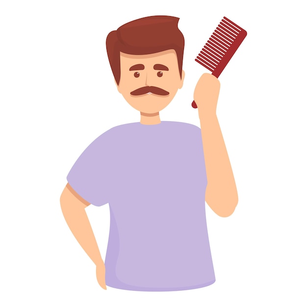 Morning hair care icon cartoon vector Bathroom shower Man bath routine