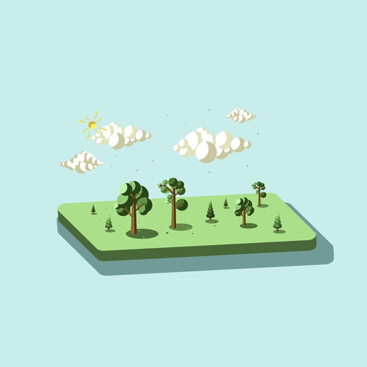 Vector morning natural scenery vector illustration
