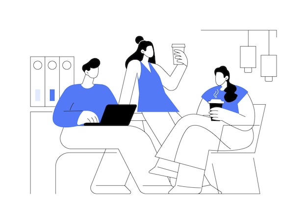 Утром в офисе изолированные мультфильмы векторные иллюстрации Счастливые коллеги весело и пить кофе вместе по утрам люди образ жизни кофе перерыв на работе векторный мультфильм