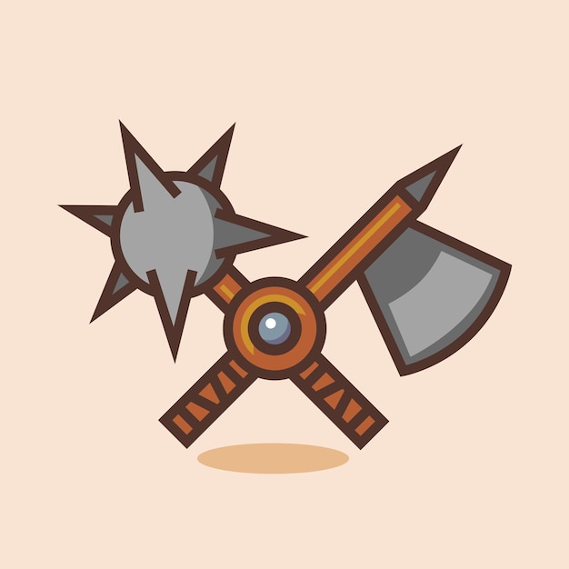 Vector morning star and axe game weapons