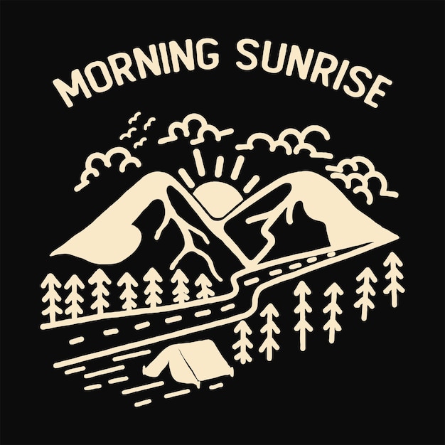 Vector morning sunrise tshirt vector