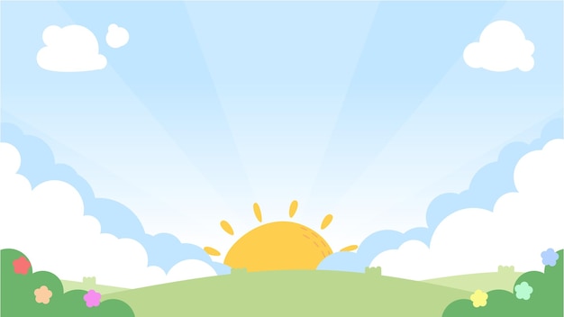 Morning Sunrise Vector Background For Children