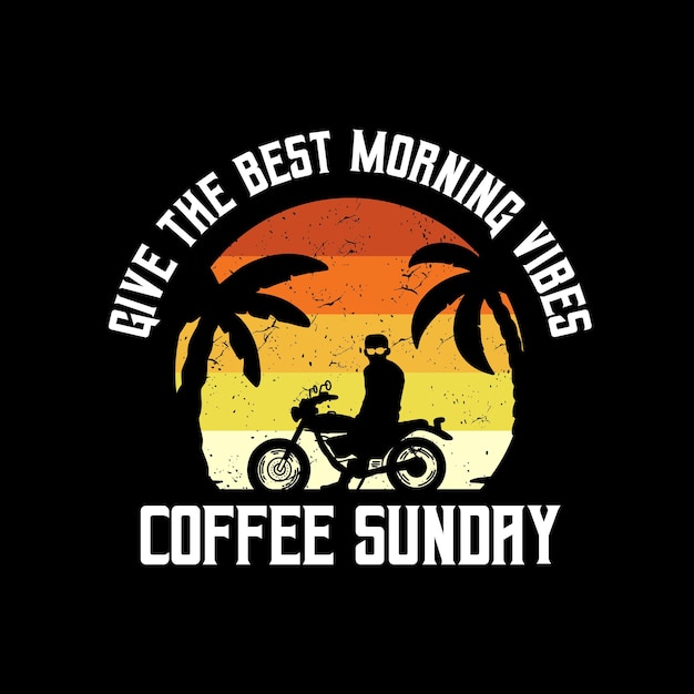Morning vibes Motorcycle Beach-typografie voor tshirtprint met palmstrand en motorfiets