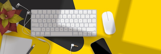 morning work from home workspace desk object illustration background