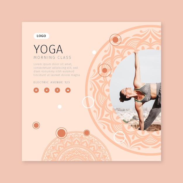 Morning yoga class flyer template