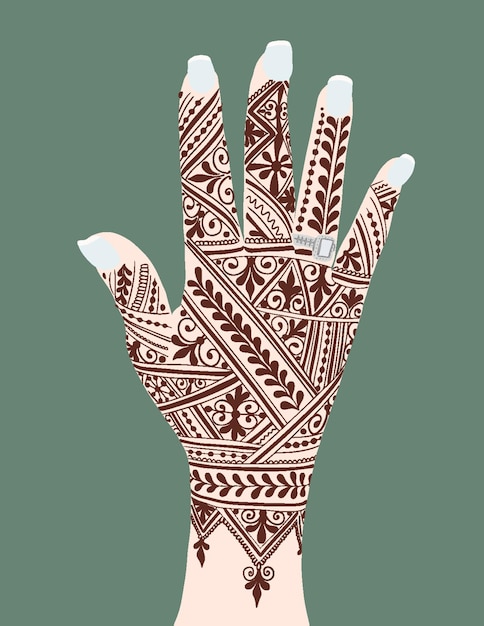Vector moroccan fassi red henna