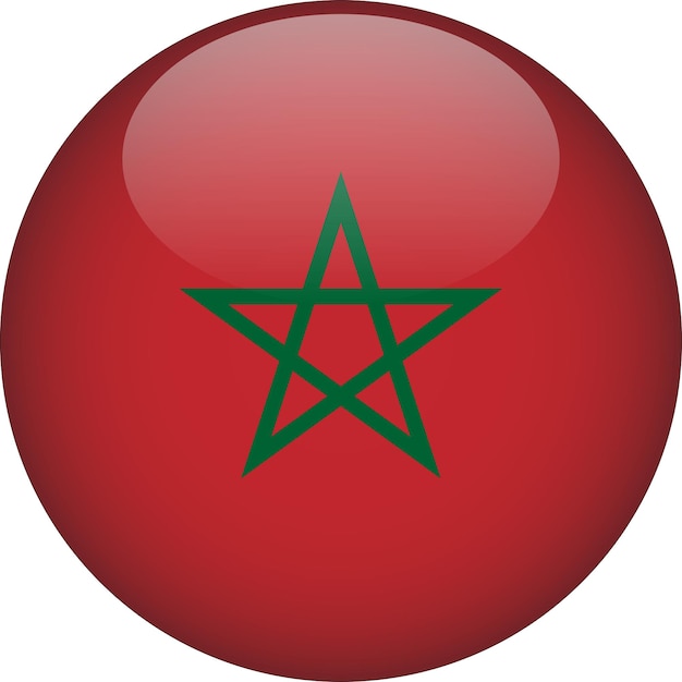 Morocco 3D Rounded Flag Button