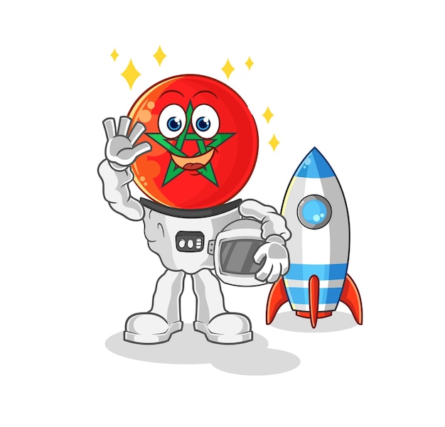 Morocco astronaut waving character cartoon mascot vector