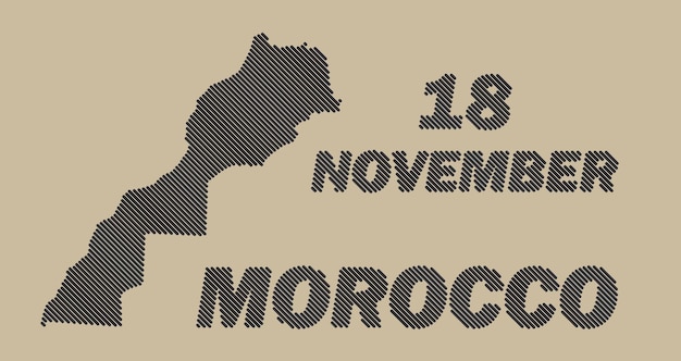 그리드 선 모양 샘플 디자인 라인이 있는 모로코 국가 지도