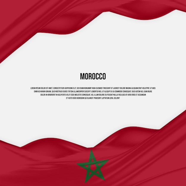 Morocco flag design. waving moroccan flag made of satin or silk fabric. vector illustration.