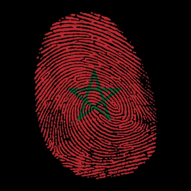 morocco flag on finger imprint