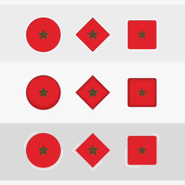 Vector morocco flag icons set vector flag of morocco