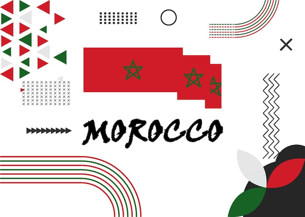 Bandiera del marocco. design nazionale o giorno dell'indipendenza per la bandiera marocchina. stella verde rossa retrò moderna ar