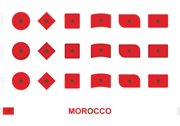 モロッコの旗セット、3つの異なる効果を持つモロッコのシンプルな旗。