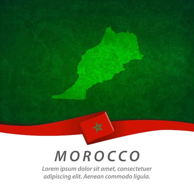 Morocco flag with central map