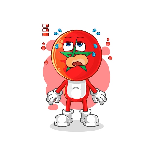 Morocco low battery mascot cartoon vector