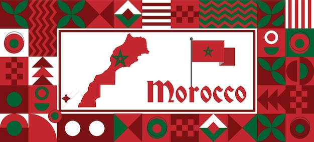 Morocco Map flag independence day geometric Country abstract background design