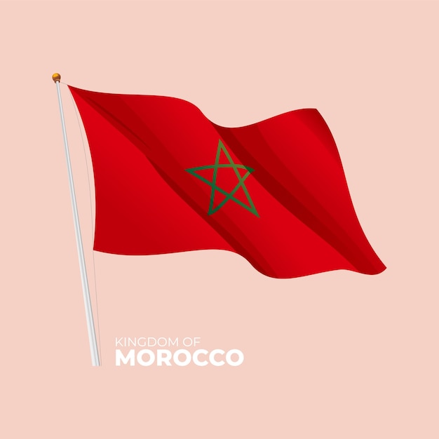 Bandiera nazionale del marocco sventolando vector 3d