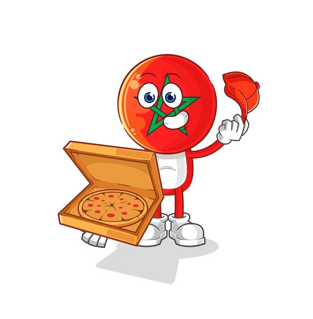 Morocco pizza delivery boy vector cartoon character