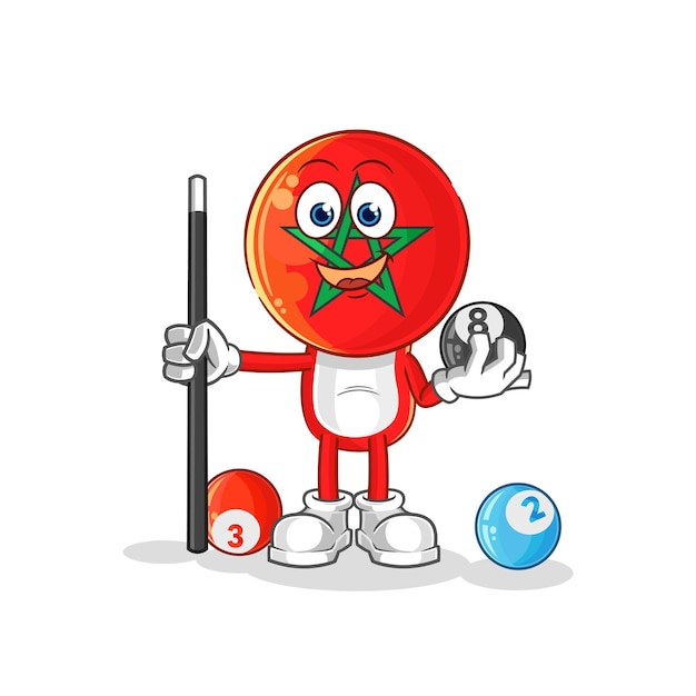 Morocco plays billiard character cartoon mascot vector