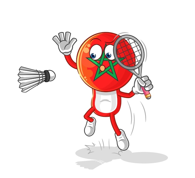 Morocco smash at badminton cartoon cartoon mascot vector